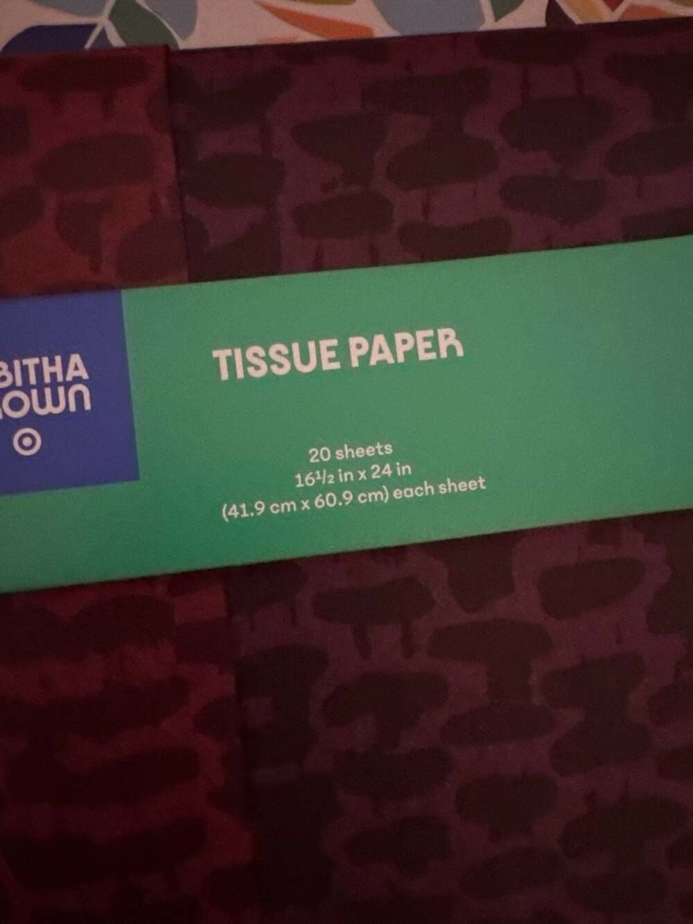Tabitha Brown for Target Tissue Paper 20 Sheets 16.5" x 24" Red/Purple Abstract - Picture 4 of 4